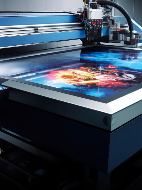 A photo of a UV flatbed printer