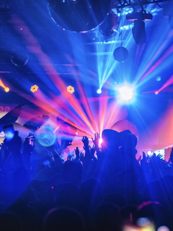 dj night club party rave with crowd in music festive